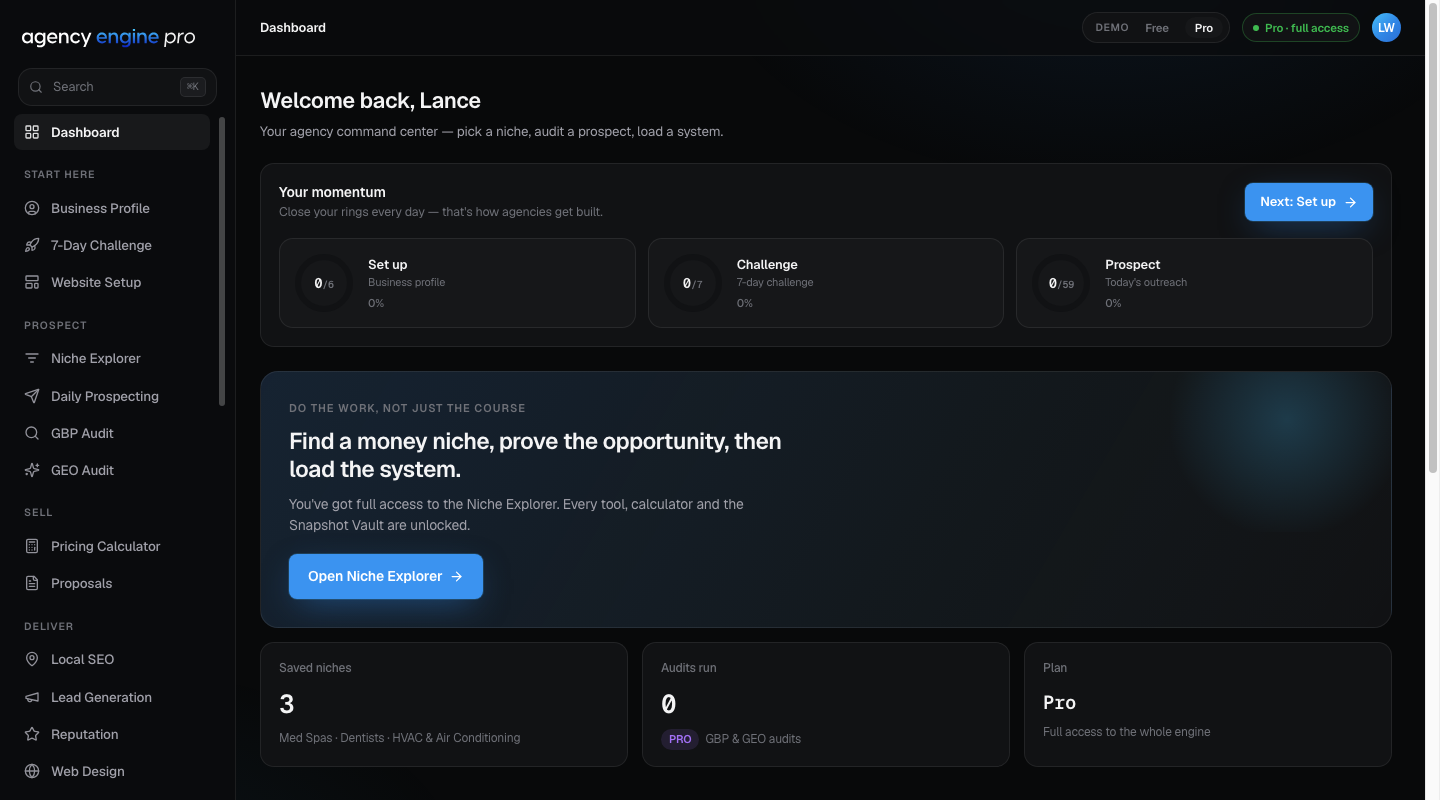 The Agency Engine Pro app